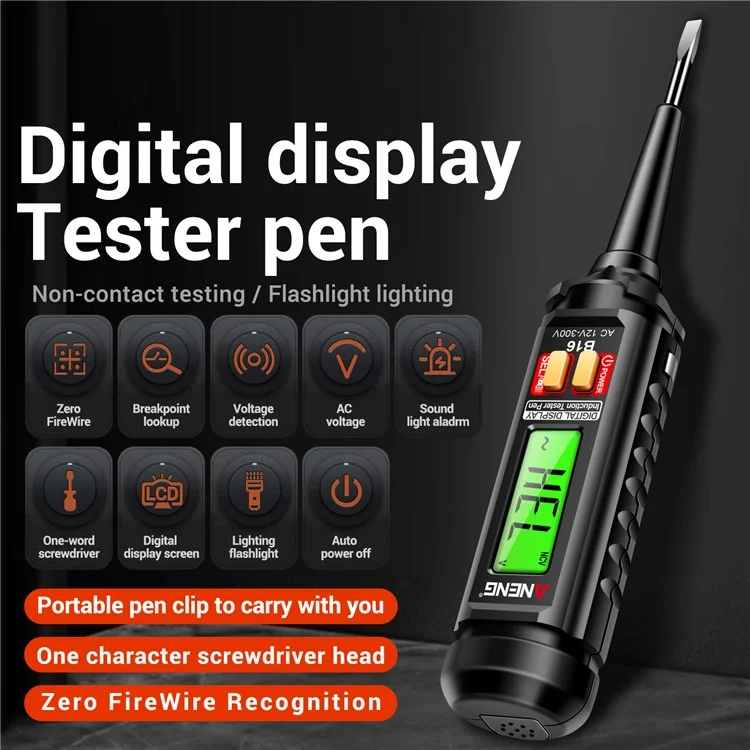ANENG B16 Digital Display Voltage Test Pen LCD Screen Zero Fire Wire Recognition Tool