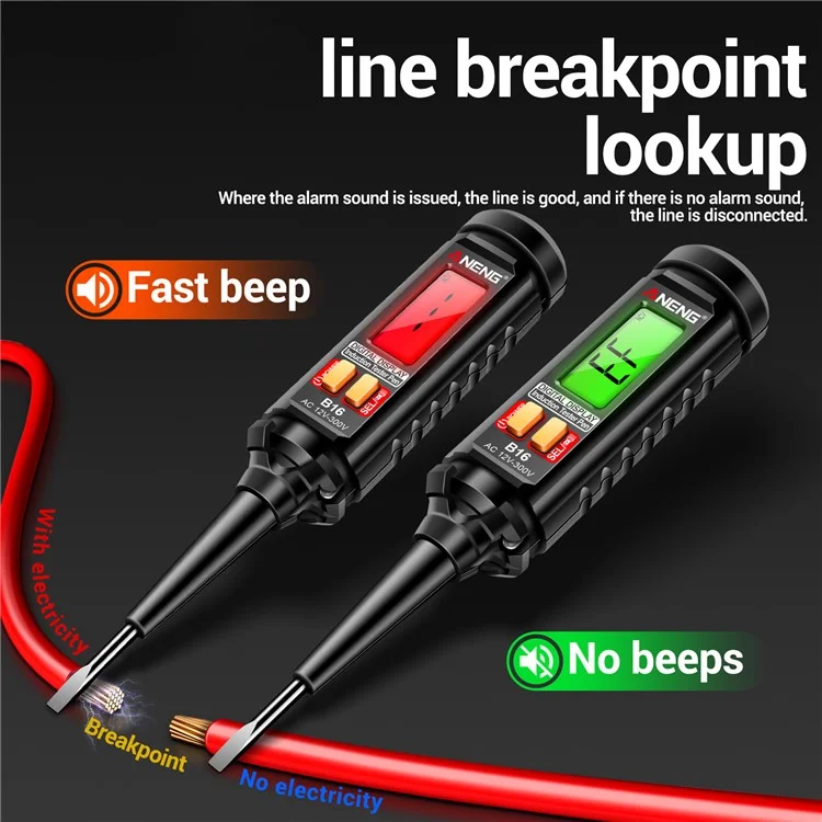 ANENG B16 Digital Display Voltage Test Pen LCD Screen Zero Fire Wire Recognition Tool
