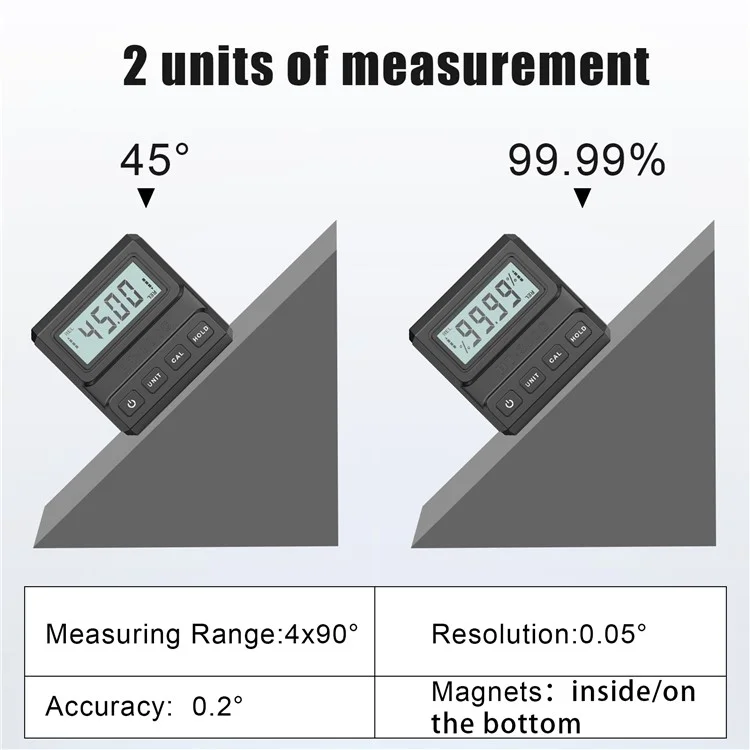 HT-300C Inclinómetro digital magnético con pantalla, nivel, transportador de ángulos, regla de 90 grados