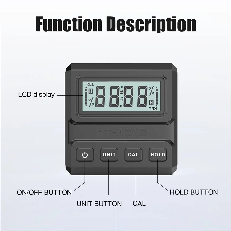 HT-300C Inclinómetro digital magnético con pantalla, nivel, transportador de ángulos, regla de 90 grados
