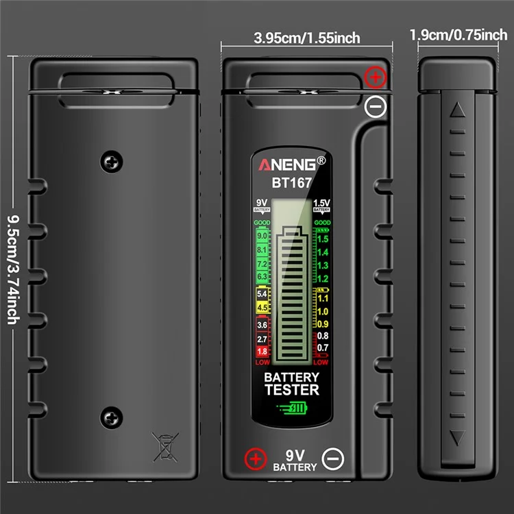 ANENG BT167 Battery Power Tester Analog Bar Display AA AAA Lithium Battery Capacity Tester