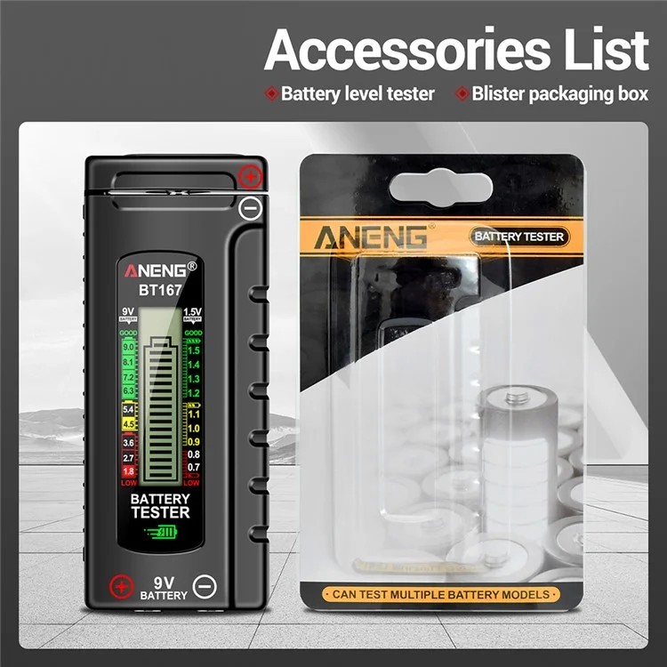 ANENG BT167 Battery Power Tester Analog Bar Display AA AAA Lithium Battery Capacity Tester