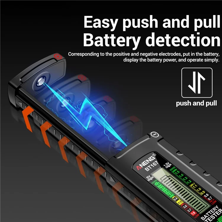 ANENG BT167 Battery Power Tester Analog Bar Display AA AAA Lithium Battery Capacity Tester