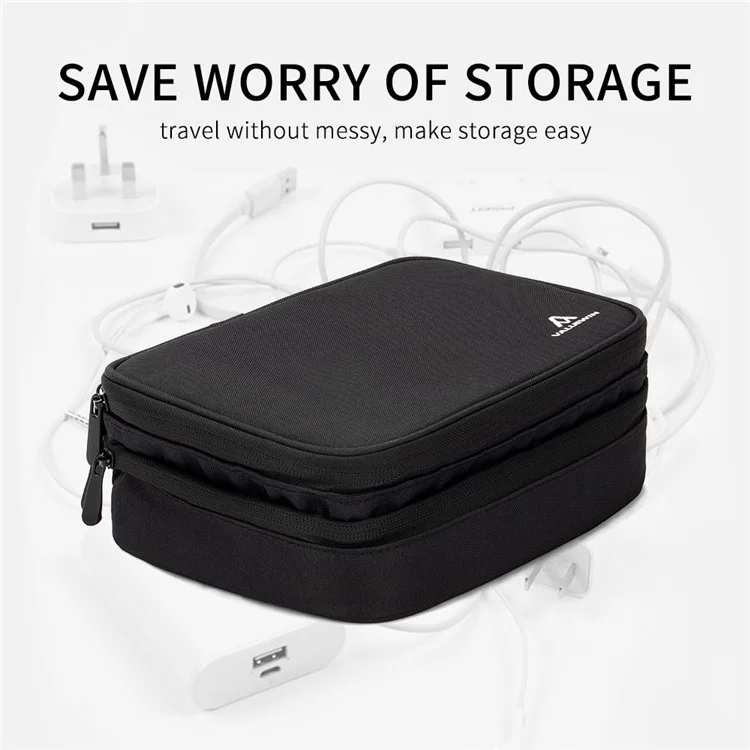 Valorwin Md090 Cabine de Cabos de Energia Banco de Armazenamento Case de Acessórios Digitais Bolsa Phone Phone Mouse Bolsa de Transporte, Tamanho: L - Preto