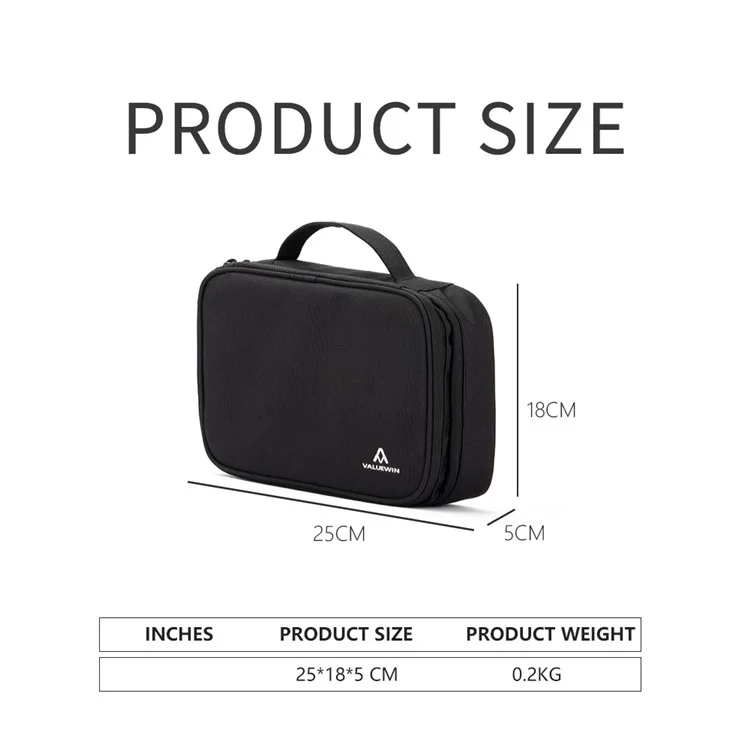 Valorwin Md090 Cabine de Cabos de Energia Banco de Armazenamento Case de Acessórios Digitais Bolsa Phone Phone Mouse Bolsa de Transporte, Tamanho: L - Preto