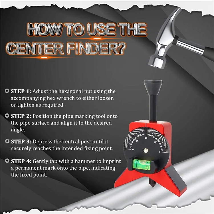 Pipe Center Marker - Pipe Center Locator with Magnet for Accurate Alignment