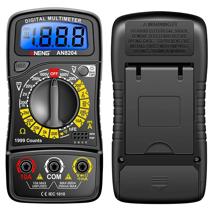 ANENG AN8204 Digital Multimeter AC / DC Voltage DC Current Resistance Diode Tester - Black