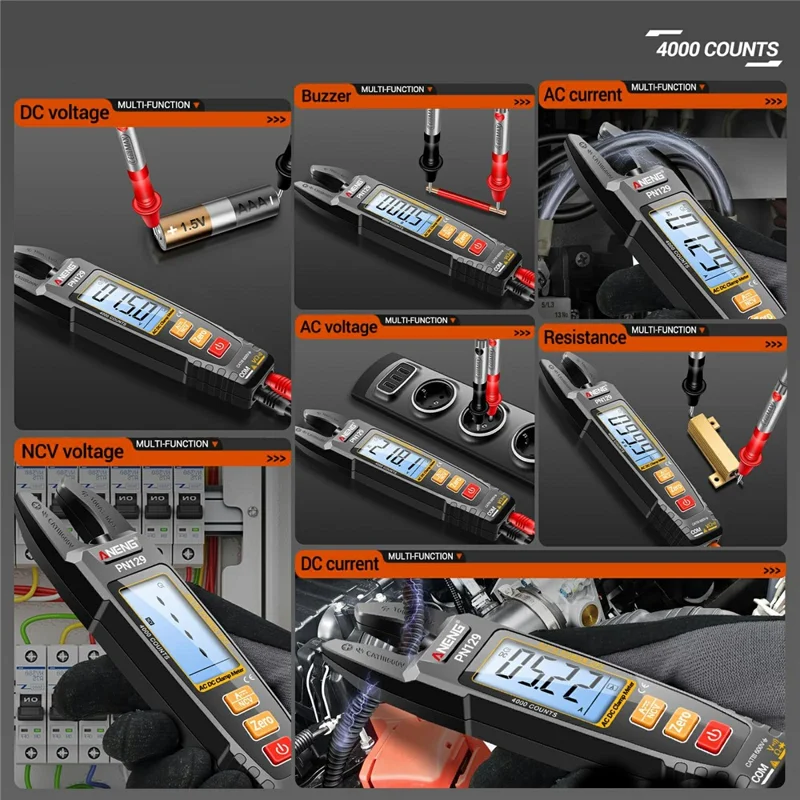 ANENG PN129 U-Shaped Digital Multimeter 4000 Counts DC / AC Voltage Current Tester