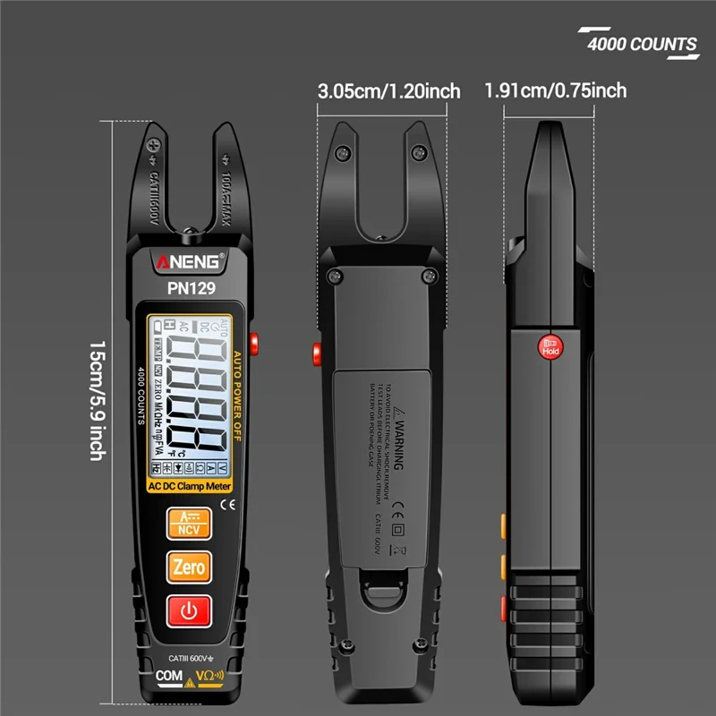 ANENG PN129 U-Shaped Digital Multimeter 4000 Counts DC / AC Voltage Current Tester