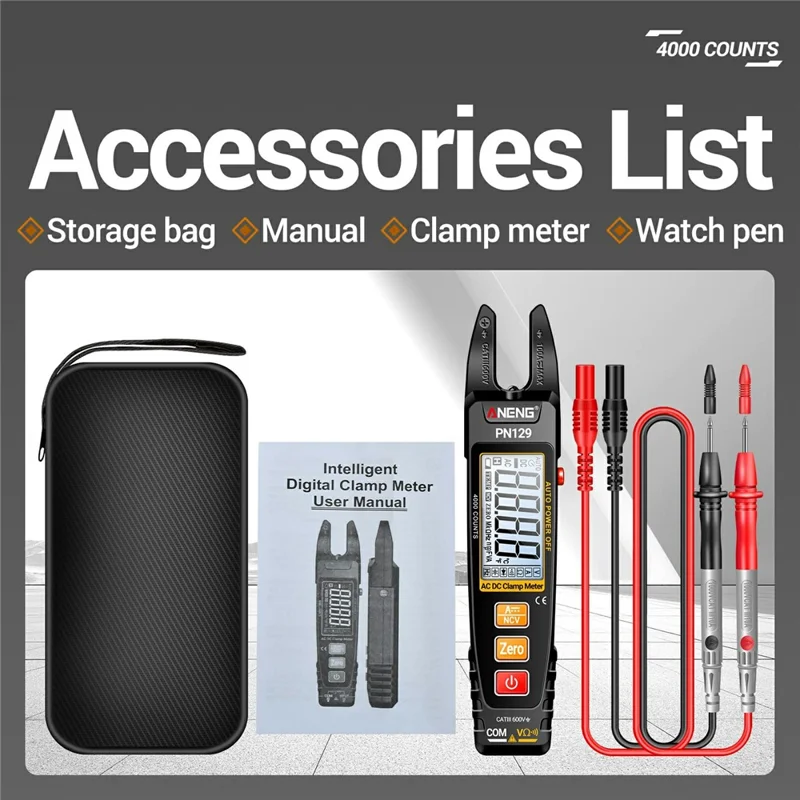 ANENG PN129 U-Shaped Digital Multimeter 4000 Counts DC / AC Voltage Current Tester