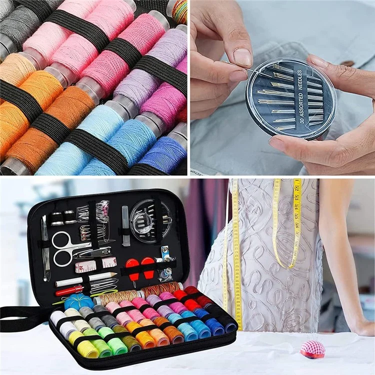 98 pièces Ensemble de couture ménagère Kit de broderie DIY Outil de travail manuel Aiguille Fil Ensemble de ciseaux