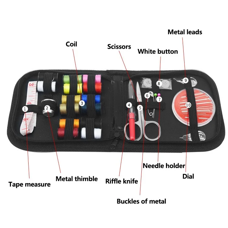 27 pièces Kit de couture ménager DIY Outil de broderie manuelle Ensemble d'aiguilles, de fil et de ciseaux