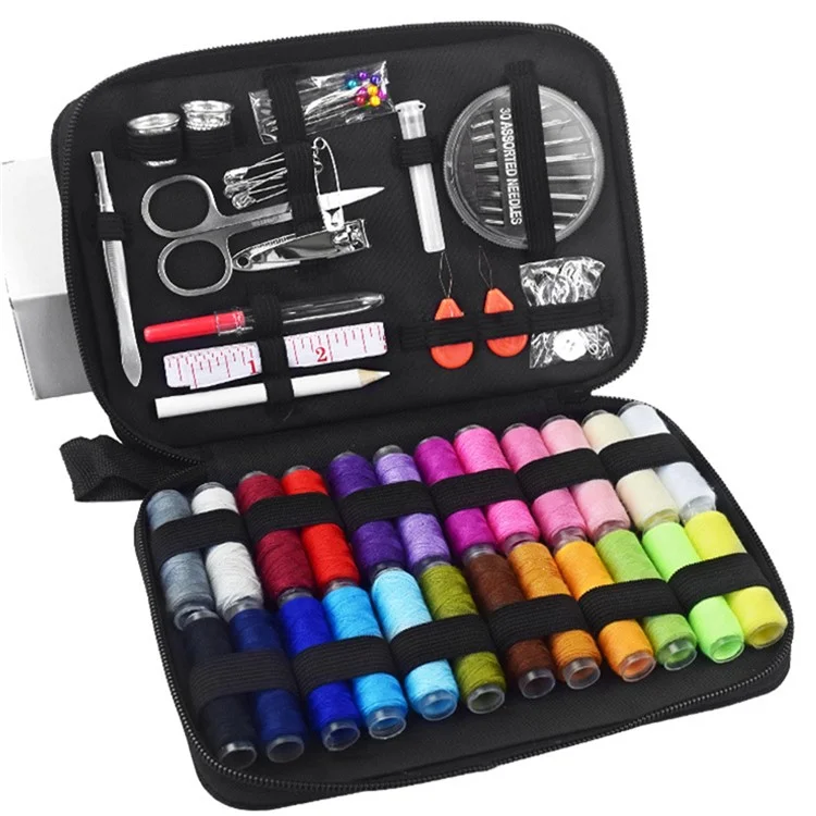 90 Stück Haushaltsnähset DIY Stickerei Handarbeitswerkzeug Nadel Faden Schere Set
