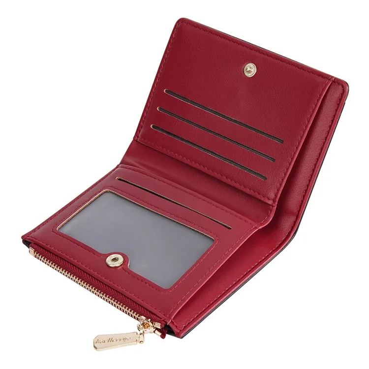 BAELLERRY N5023 Portafoglio Bifold Porta Monete con Cerniera Porta Carte Multiplo - Rosso