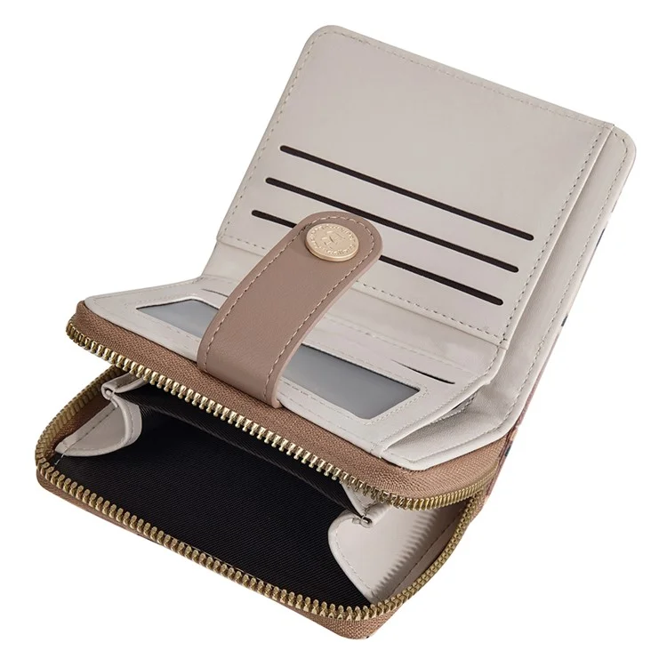 Carteira de urso de desenho animado fofa BAELLERRY N5584 com bolso com botão e zíper - Marrom