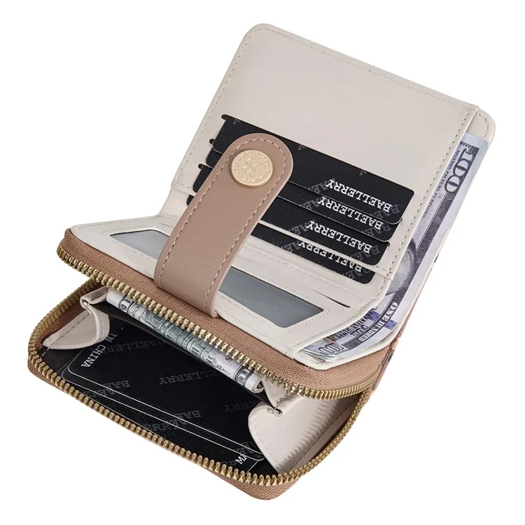 Carteira de urso de desenho animado fofa BAELLERRY N5584 com bolso com botão e zíper - Marrom