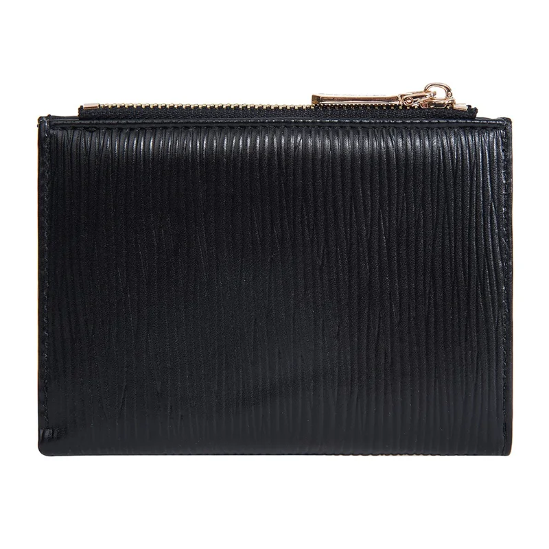 BAELLERRY N8348 Leather Wallet Coin Purse Bifold Zipper Pocket Card Case - Black