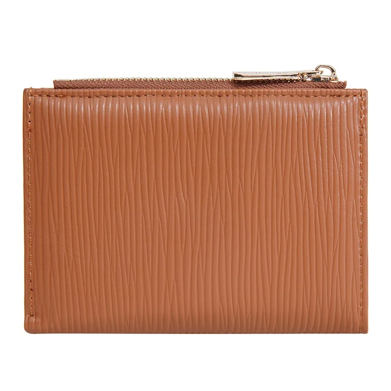 BAELLERRY N8348 Leather Wallet Coin Purse Bifold Zipper Pocket Card Case - Brown