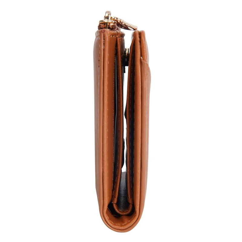 BAELLERRY N8348 Leather Wallet Coin Purse Bifold Zipper Pocket Card Case - Brown