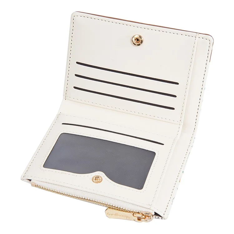 BAELLERRY N8349 Cute Dinosaur Wallet Bifold Zipper Coin Purse Small Pouch Card Holder - Brown
