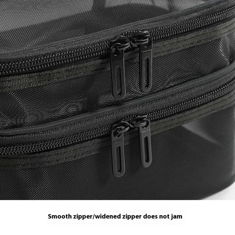 Double Layer Zipper Mesh Toiletry Bag Portable Travel Nylon Makeup Cosmetics Storage Organizer - Black