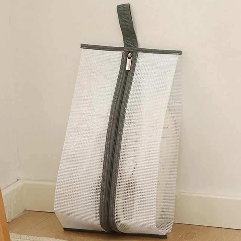 Dustproof Shoes Storage Bag with Zipper See Through PVC Waterproof Sneakers Organizer - Grey Edge