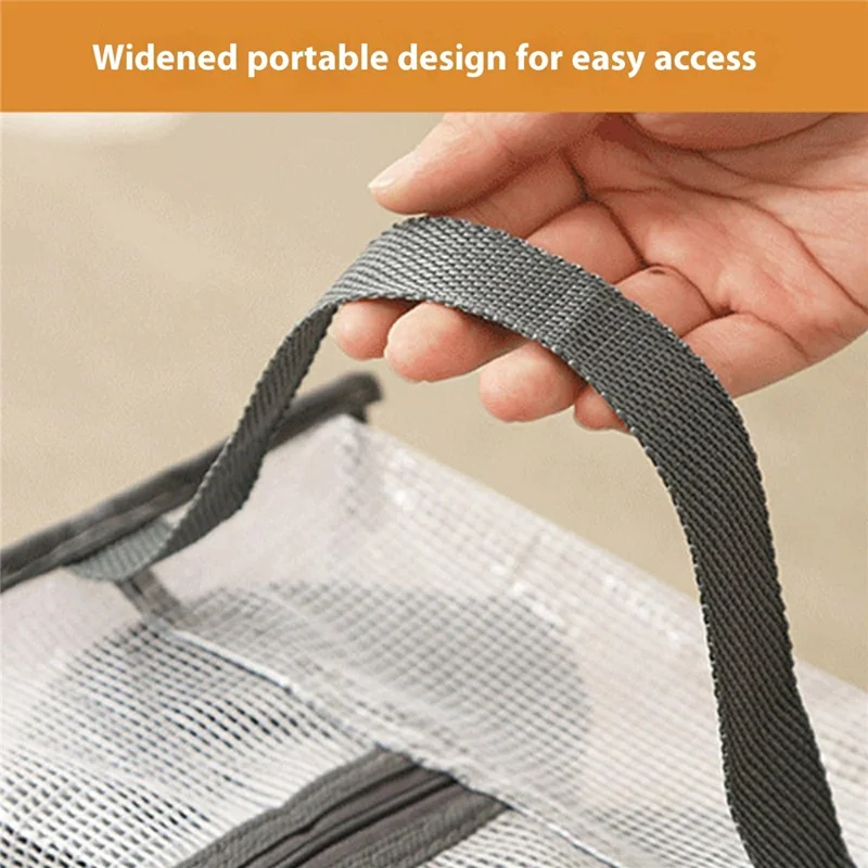 Dustproof Shoes Storage Bag with Zipper See Through PVC Waterproof Sneakers Organizer - Grey Edge