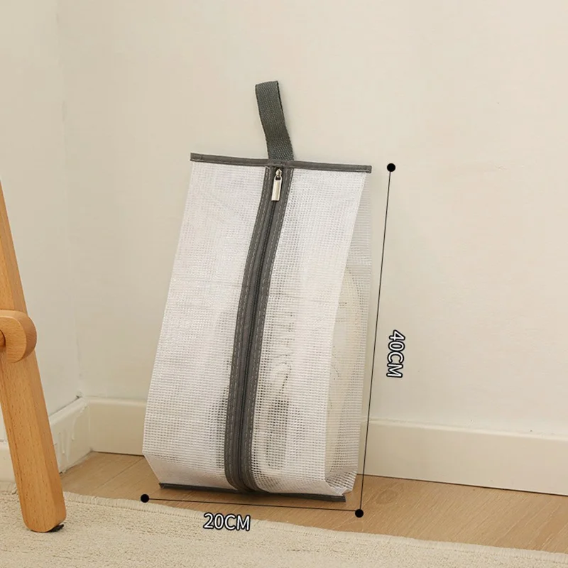 Dustproof Shoes Storage Bag with Zipper See Through PVC Waterproof Sneakers Organizer - Grey Edge
