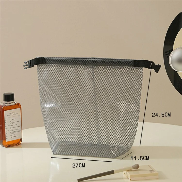 Portable Toiletry Bag with Quick Release Buckle Waterproof EVA Frosted Makeup Case Size S - Black