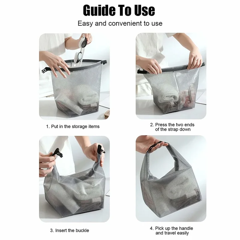 Portable Toiletry Bag with Quick Release Buckle Waterproof EVA Frosted Makeup Case Size S - White