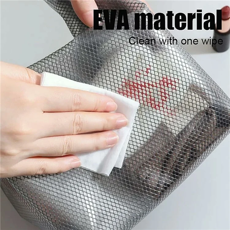 Portable Toiletry Bag with Quick Release Buckle Waterproof EVA Frosted Makeup Case Size L - Black