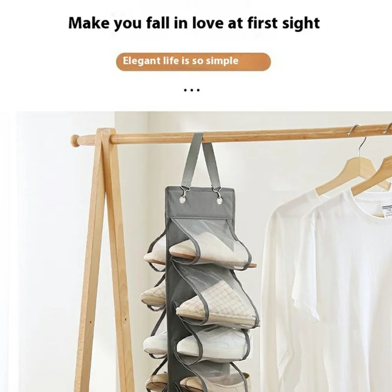 26 Pockets Clothes Pants Underwear Storage Hanging Bag Polyester Wardrobe Space Saving Organizer - Grey