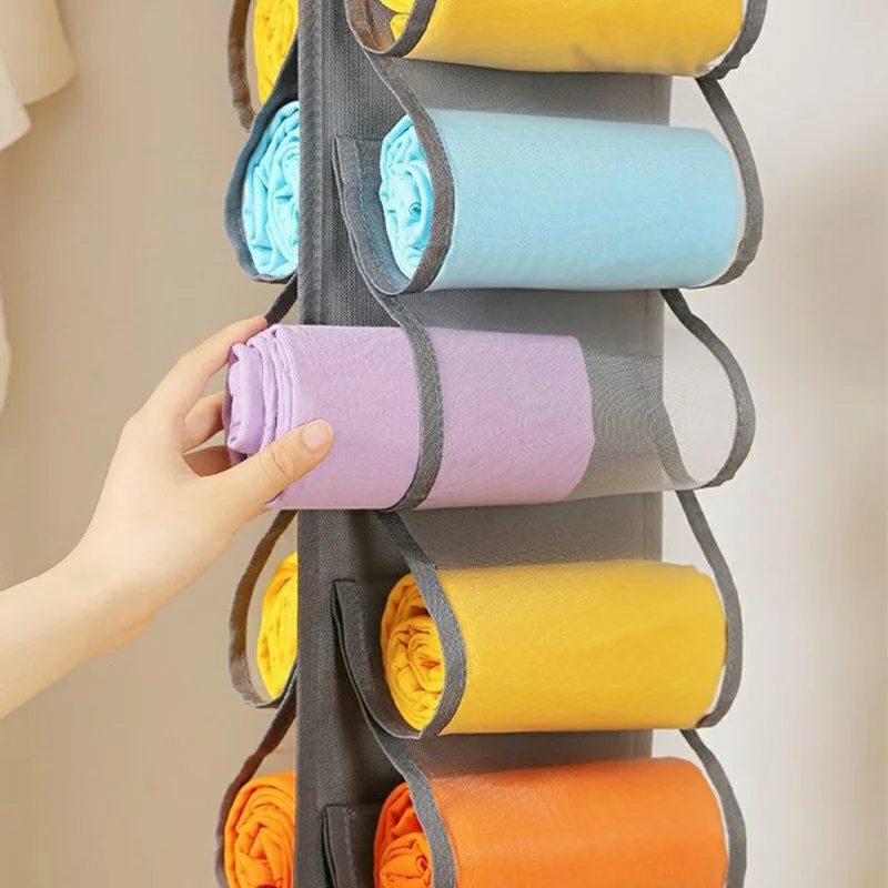 26 Pockets Clothes Pants Underwear Storage Hanging Bag Polyester Wardrobe Space Saving Organizer - Grey