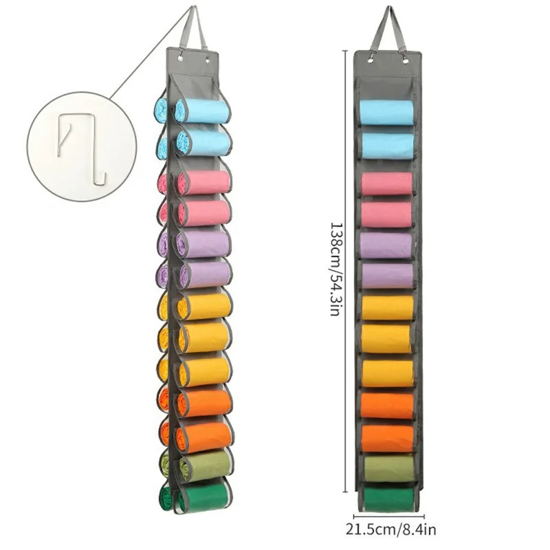 26 Pockets Clothes Pants Underwear Storage Hanging Bag Polyester Wardrobe Space Saving Organizer - Grey