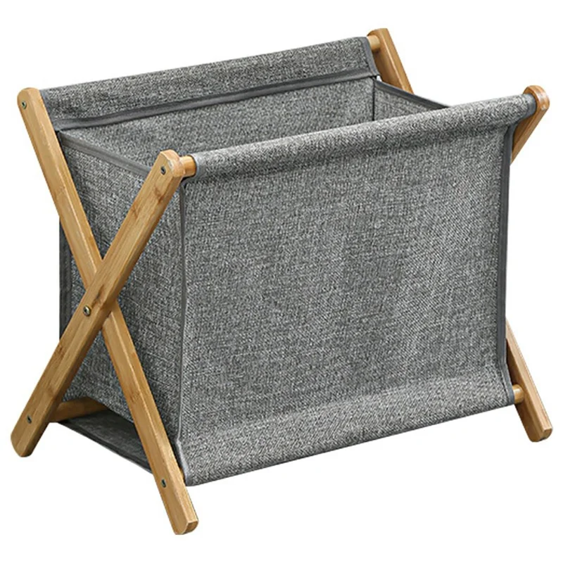 Collapsible Bamboo Frame Laundry Hamper Clothes Storage Basket for Bathroom Bedroom Size S