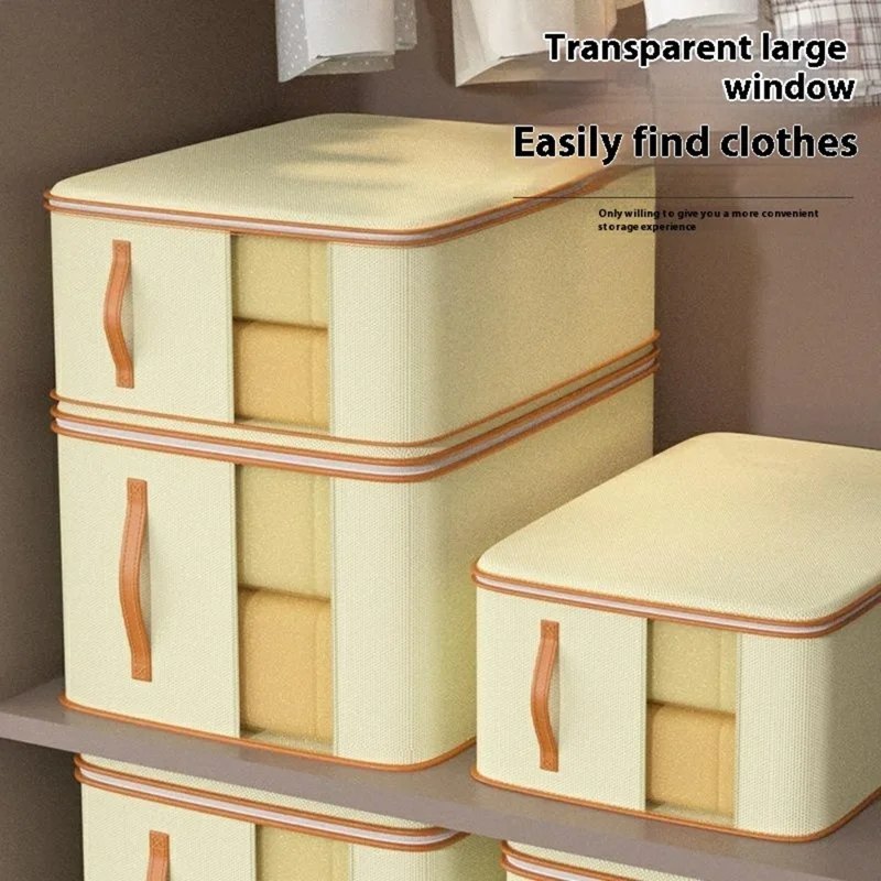 54 x 32 x 20cm Foldable Storage Bag with Window Visible Quilt Organizer for Clothes and Bedding