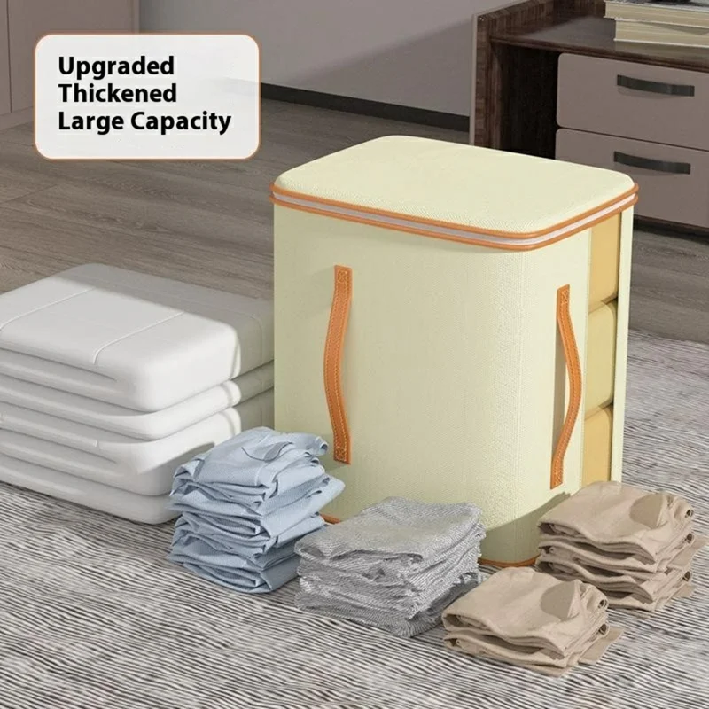 54 x 32 x 20cm Foldable Storage Bag with Window Visible Quilt Organizer for Clothes and Bedding