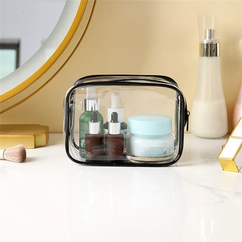 15 x 10 x 7cm Travel Toiletry Bag Thick PVC Cosmetic Organizer Waterproof Dustproof Zipper Storage Pouch