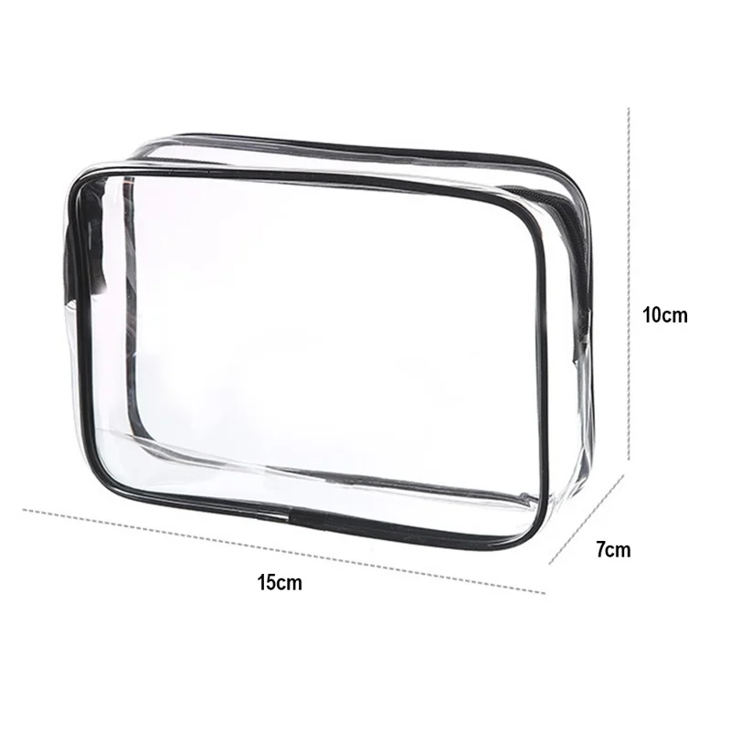 15 x 10 x 7cm Travel Toiletry Bag Thick PVC Cosmetic Organizer Waterproof Dustproof Zipper Storage Pouch