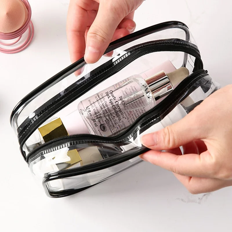 15 x 10 x 7cm Travel Toiletry Bag Thick PVC Cosmetic Organizer Waterproof Dustproof Zipper Storage Pouch