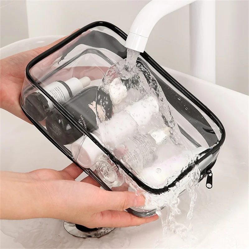 15 x 10 x 7cm Travel Toiletry Bag Thick PVC Cosmetic Organizer Waterproof Dustproof Zipper Storage Pouch