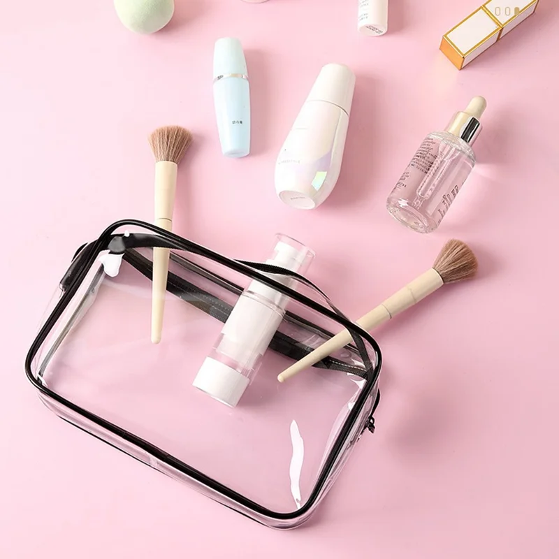 15 x 10 x 7cm Travel Toiletry Bag Thick PVC Cosmetic Organizer Waterproof Dustproof Zipper Storage Pouch