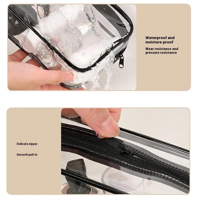 15 x 10 x 7cm Travel Toiletry Bag Thick PVC Cosmetic Organizer Waterproof Dustproof Zipper Storage Pouch