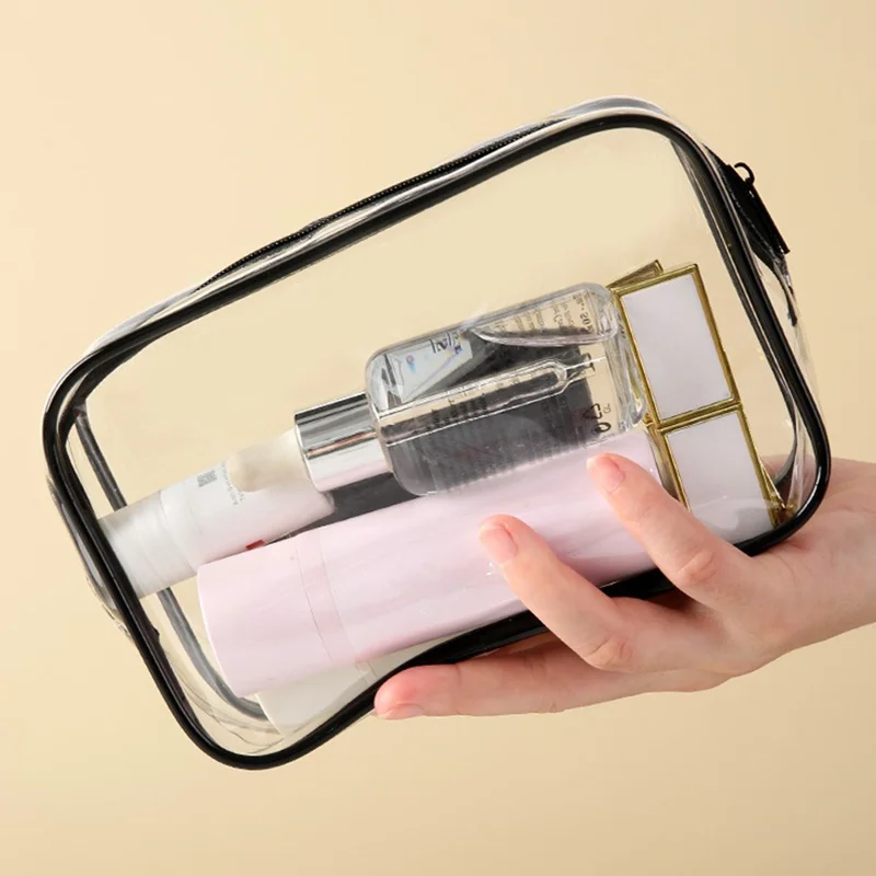 15 x 10 x 7cm Travel Toiletry Bag Thick PVC Cosmetic Organizer Waterproof Dustproof Zipper Storage Pouch