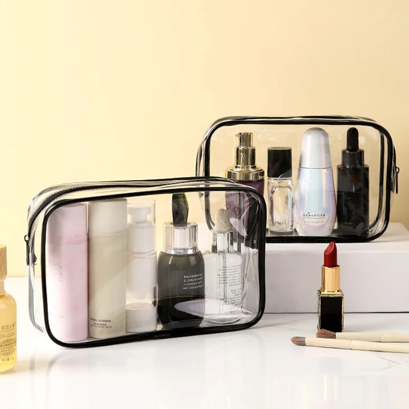 15 x 10 x 7cm Travel Toiletry Bag Thick PVC Cosmetic Organizer Waterproof Dustproof Zipper Storage Pouch