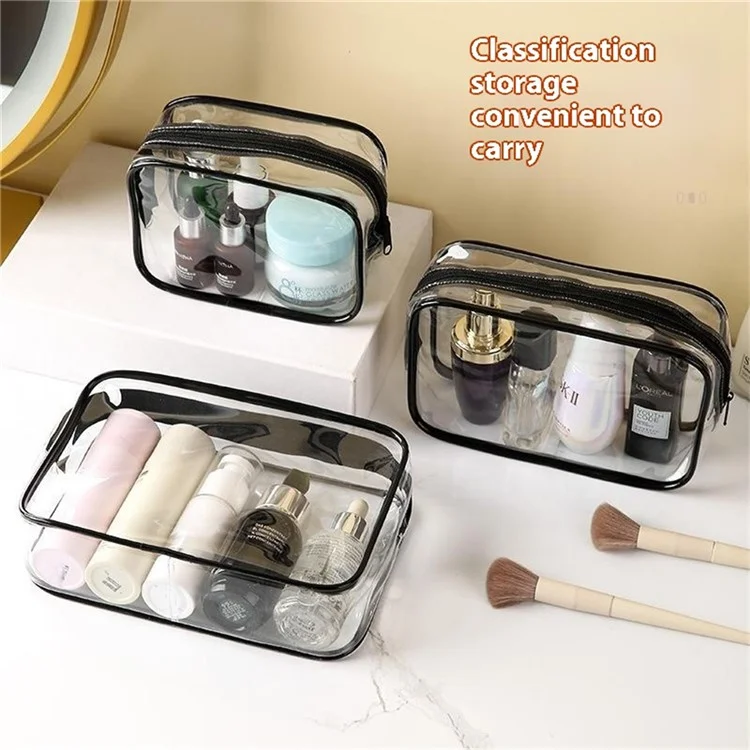 Travel Toiletry Bag PVC Cosmetic Organizer Waterproof Dustproof Zipper Storage Pouch Medium Size 18 x 12 x 5cm