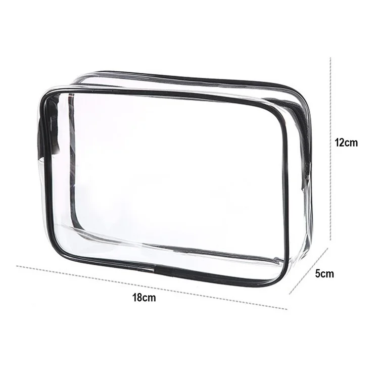 Travel Toiletry Bag PVC Cosmetic Organizer Waterproof Dustproof Zipper Storage Pouch Medium Size 18 x 12 x 5cm