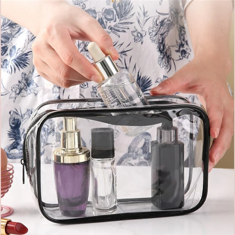 Travel Toiletry Bag PVC Cosmetic Organizer Waterproof Dustproof Zipper Storage Pouch Medium Size 18 x 12 x 5cm