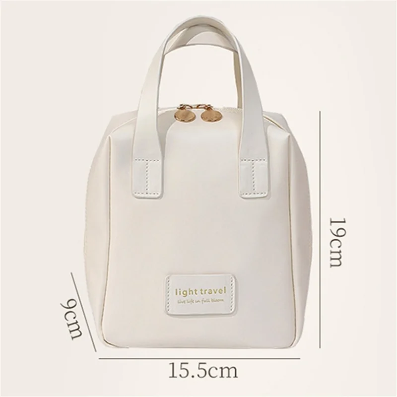 PU Leather Handheld Makeup Bag Travel Large Capacity Portable Cosmetics Storage Bag - Brown