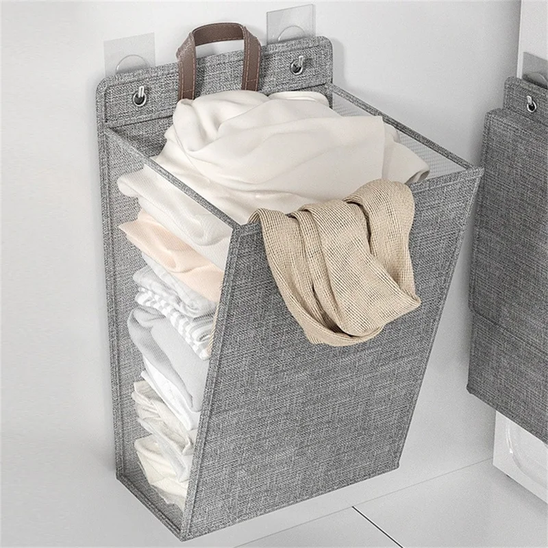 58 x 15 x 41cm Foldable Laundry Bag Large Capacity Hanging Dirty Clothes Basket Multi-Function Storage Organizer - Grey